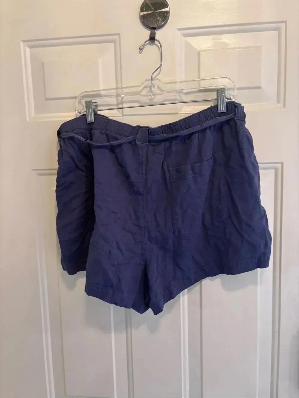 aerie Navy Drawstring Casual Linen-Blend Shorts